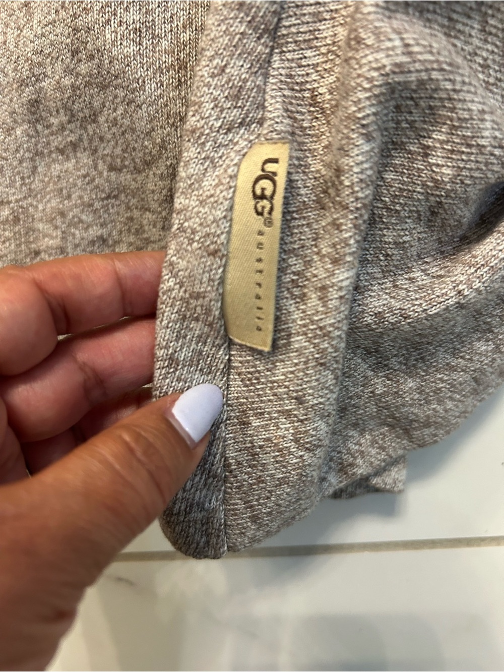 UGG Heathered Taupe Open-Front Draped Cardigan - Picture 6 of 6